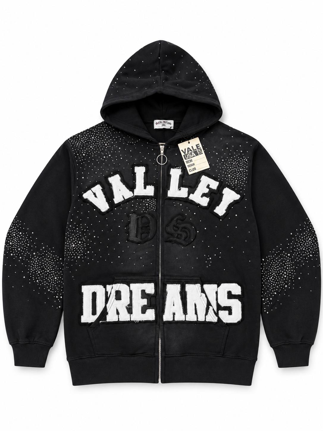 VALLEY DREAMS RHINESTONE ZIP-UP HOODIE