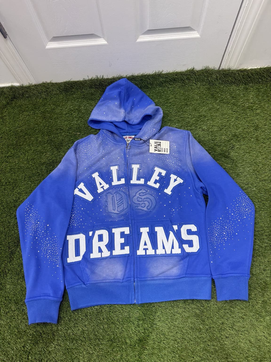 BLUE VALLEY DREAMS RHINESTONE ZIP-UP HOODIE